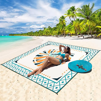 HIHOHO Beach Blanket Waterproof Sandproof Extra Large Beach Mat 79" X 83"/120"x108"for 1-8 Adults Quick Drying Durable Outdoor Picnic Mat for Beach Travel Camping Hiking