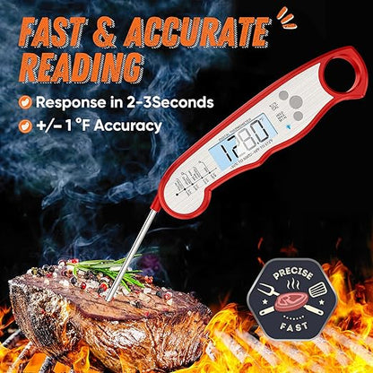 Digital Meat Thermometer, Waterproof Instant Read Food Thermometer for Cooking and Grilling, Kitchen Gadgets, Accessories with Backlight & Calibration for Candy, BBQ Grill, Liquids, Beef, Turkey… - Image 2