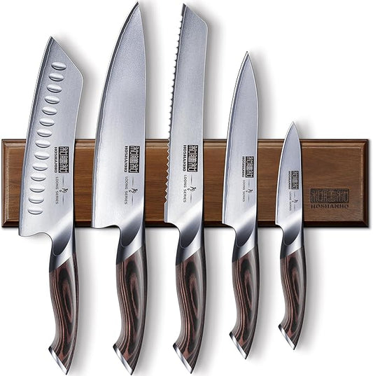 HOSHANHO Knife Set with Magnetic Knife Holder, 6 Pieces Japanese High Carbon Stainless Steel Kitchen Knife Sets, Ultra Sharp Professional Chef Knives Sets by HOSHANHO