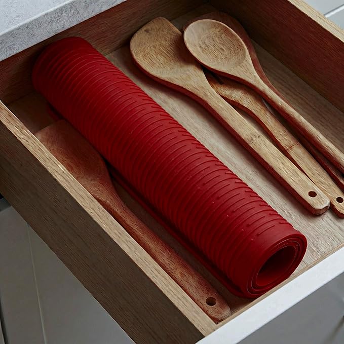 MicoYang Silicone Dish Drying Mat for Multiple Usage,Easy clean,Eco-friendly,Heat-resistant Silicone Mat for Kitchen Counter or Sink,Refrigerator or Drawer Liner Red 2XL 24 inches x 18 inches - Image 8