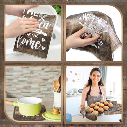 Leinuosen 8 Pcs Kitchen Towels and Oven Mitts Sets Pot Holders Dishcloths Set Kitchen Decorative Accessories Absorbent Potholders Heat Resistant for Chef Baking Cooking - Image 5