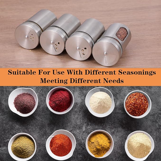 24 Pcs Stainless Steel Spice Jars with Shaker Lids, Seasoning Jars with Adjustable Pour Holes and Glass Window, Empty Spice Bottles for Kitchen Salt Pepper Sugar Seasonings (3.4oz) - Image 4