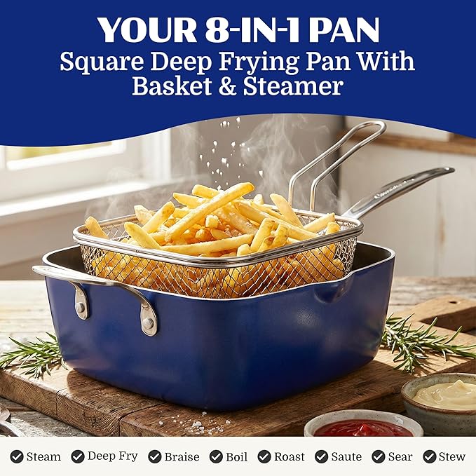 Granitestone Ceraluxe 20 Pc Ceramic Cookware Set Nonstick, Complete Pots and Pans Set Non Stick with 5 Pc Bakeware Set, Deep Frying Pan Set, & Steamer, Non Toxic PFOA Free, Oven & Dishwasher Safe - Image 10