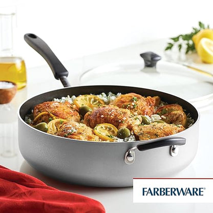 Farberware Cookstart DiamondMax Nonstick Jumbo Cooker with Lid and Helper Handle, Dishwasher Safe, 6 Quart - Silver - Image 2