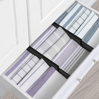 Utoplike 4 pcs Bamboo Kitchen Drawer Dividers Large, Adjustable Black Drawer Organizers, Spring Loaded, Works in Kitchen, Dresser, Bathroom, Bedroom, Drawer, Desk, 2.4" H - Image 7
