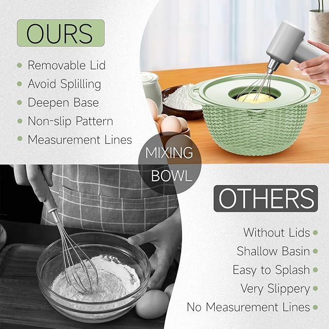 4-1 Strainer with Bowl & Spoons Set - Strainers and Colanders - Colanders for kitchen(Patented) - Pasta Strainer with Upgraded Graters & Spoons for Fruit Veggie Kitchen Essentials, Green - Image 5