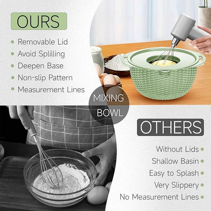 4-1 Strainer with Bowl & Spoons Set - Strainers and Colanders - Colanders for kitchen(Patented) - Pasta Strainer with Upgraded Graters & Spoons for Fruit Veggie Kitchen Essentials, Green - Image 5