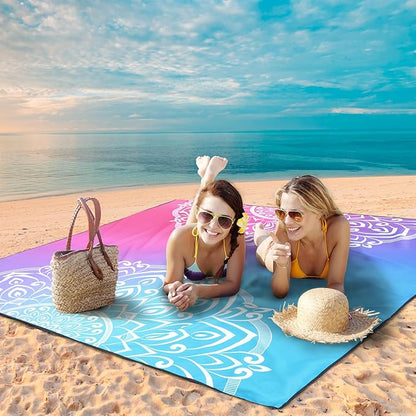 WIWIGO Beach Blanket Waterproof Sandproof Beach Mat 79" X 83"/10'x9'for 2-8 Adults Quick Drying Outdoor Picnic Mat Beach Accessories for Travel, Camping, Hiking - Image 4
