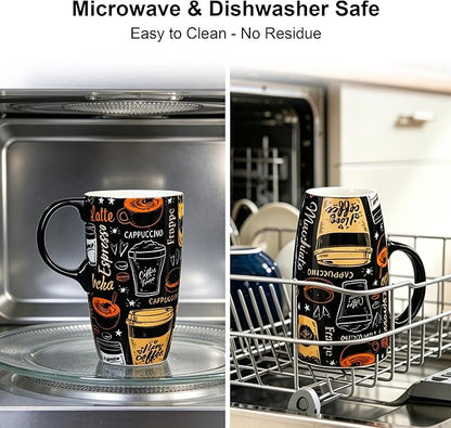 Topadorn Ceramic Travel Mug with Handle Coffee Mug Ceramic Latte Tea Mug, Color Boxed, 17 oz, Splash Resistant Lid - Travel Tea Mug for Car Cup Holder, Frappe