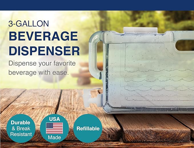 Arrow Home Products 3 Gallon Drink Dispenser for Fridge - Plastic Beverage Dispenser with Spigot for Easy Dispensing - BPA Free Plastic - Convenient Handle, Easy-Pour Spout - Image 2