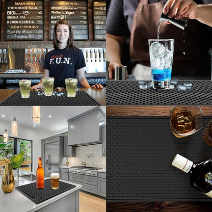 AXIESO 2 Pack Silicone Bar Mat - 1/2 Inch Thick Heat-Resistant and Food Safe Drip Mat - Spill Mats for Counter Top - Kitchen Service Mat, Coffee Bar, Restaurant - Drying Mat - 18 x 12 Inches - Image 7