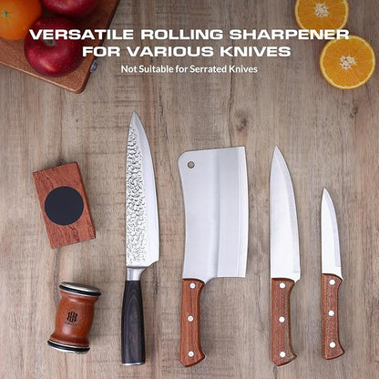 Rolling Knife Sharpener Kit, Kitchen Knife Sharpener with Replaceable Discs Diamond & Ceramic Knife Sharpeners Roller, Magnetic Knife Sharpening Kit with 15 & 20 Degree Base, Afilador De Cuchillos - Image 7