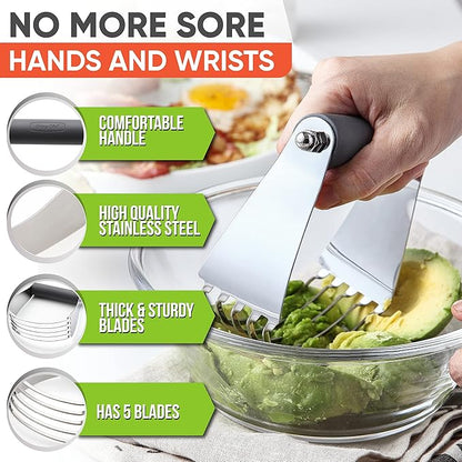 Spring Chef Large Gray Dough Blender For Baking, Heavy Duty Dough Cutter Tool, Stainless Steel Manual Pastry Cutter Tool with Sharp Blades, Dishwasher Safe Pastry Blender for Easy Mixing - Image 3