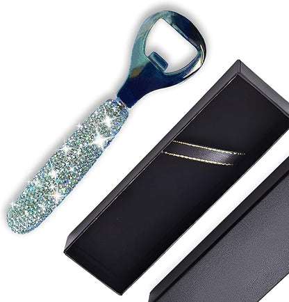 Handcrafted Silver Crystal Bling Beer Opener – Sparkle Diamond Bottle Openers for Home Bar, Bartenders, Party, Wedding Gift, Glitter Accessory for Women & Men