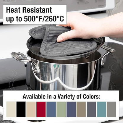 All-Clad Premium Pot Holder & Heating Pad, (2-Pack) Heat Resistant to 500 Degrees, 100% Cotton 10"x6.25" for Kitchen and Barbeque, Pewter - Image 6