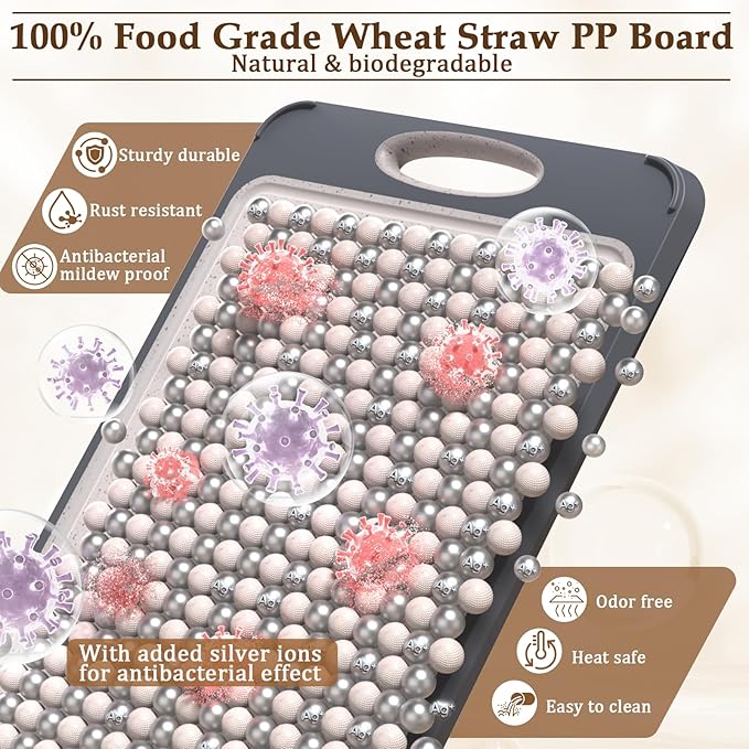 GUANCI Cutting Board for Kitchen, Stainless Steel Cutting Board Double Sided for Chopping Meat/Vegetables, Stainless Steel/Wheat Straw PP, Kitchen Gifts Easy to Clean Large 16”×11” - Image 4