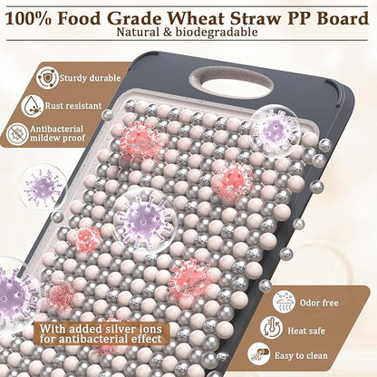 GUANCI Cutting Board for Kitchen, Stainless Steel Cutting Board Double Sided for Chopping Meat/Vegetables, Stainless Steel/Wheat Straw PP, Kitchen Gifts Easy to Clean Large 16”×11” - Image 4