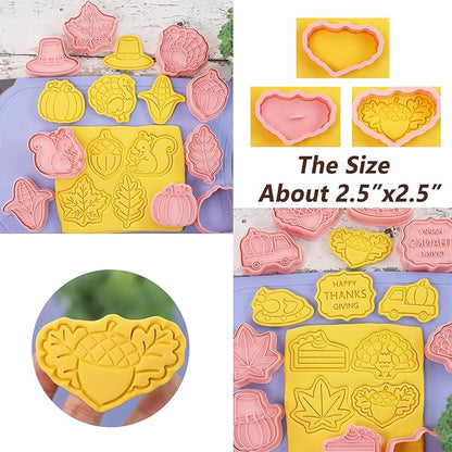 16-Pcs Thanksgiving Cookie Cutters Set 3D Cookie Cutters for Party Baking Decoration