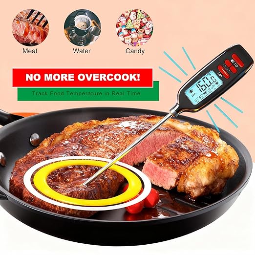 Antonki Meat Thermometer Digital, Smart Instant Read Food Thermometer with Super Long Probe for Cooking Grilling Baking Kitchen Candy BBQ Oil Liquid, Backlit Display, Battery Included - Image 7