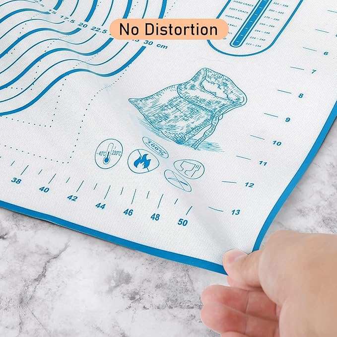 Silicone Pastry Mat with Measurement, Baking Mat for Fondant, Rolling Dough, Pie Crust, Pizza and Cookies, Fondant Mat,16" x 24", Blue - Image 6