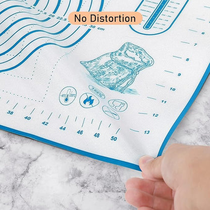 Silicone Pastry Mat with Measurement, Baking Mat for Fondant, Rolling Dough, Pie Crust, Pizza and Cookies, Fondant Mat,16" x 24", Blue - Image 6