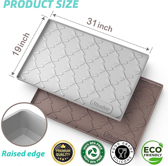 SIKADEER 31" x 19" Under Sink Mat Waterproof, Silicone Mat Kitchen Drawer Shelf and Cabinet Liner, Sink Protector for Kitchen Organizers and Storage, Boot Tray Pet Food Mats - Image 3