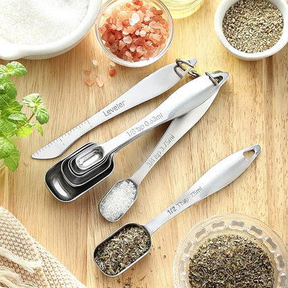 Spring Chef Stainless Steel Measuring Cups & Spoons Set of 20 with Leveler, Nesting 7 Metal Measuring Cups & 13 Spoons for Dry & Liquid Ingredients, Dishwasher Safe Kitchen Tools for Cooking & Baking - Image 8