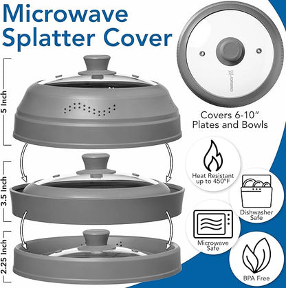 Microwave Splatter Cover for Food - Silicone Glass Dish Plate Cover, Vented with Silicone Grip Handle Knob, Collapsible, Food Grade, Microwave, Dishwasher Safe - 10" Inch - Image 5