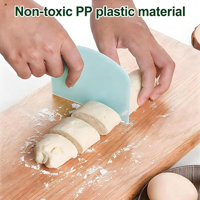 5-Pack Dough Scraper Bowl Food-safe Plastic Dough Cutter Flexible Bench Multipurpose Food Scrappers for Bread Dough Cake Fondant Icing - Image 5