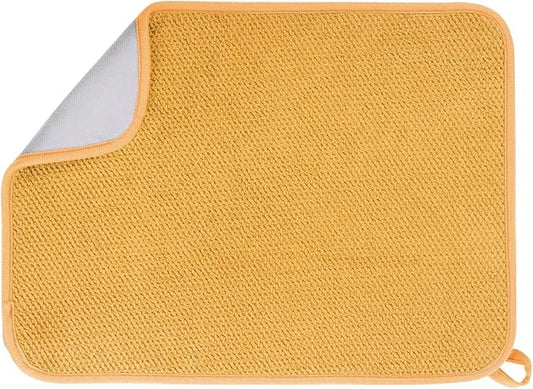 GeeRic Microfiber Dish Drying Mat, Super Absorbent Kitchen Dish Drying Pad, Reversible for Countertop, 15*20 inch Yellow by GeeRic