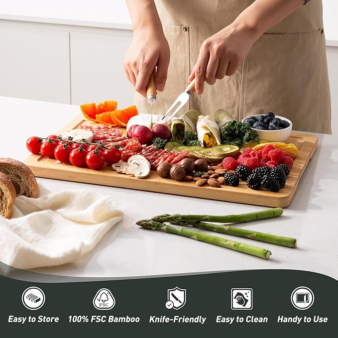 Bamboo Cutting Board Set Non Slip Feet with Holder Over Sink Adult Women Her Sister Aunt Wife Hustband Lady Bestie Soul Happy Christmas Xmas Birthday Gifts Cool Unique Aesthetic 30 40 60 70 Year Old - Image 8