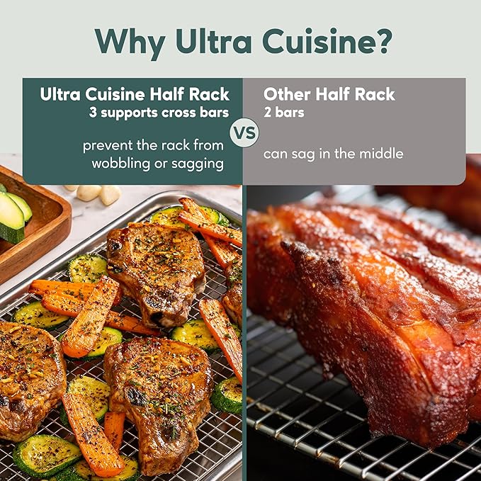 Ultra Cuisine Stainless Steel Baking Rack - 10x14.75 inch Jelly Roll Pan Wire - Oven Grill Sheet Pan - Oven Safe - Dishwasher Safe - Heavy Duty Wire Cooling Rack for Cooking Baking and Roasting - Image 4