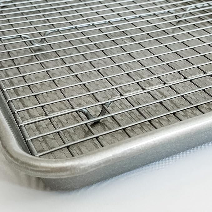 USA Pan Bakeware Half Sheet Baking Pan and Bakeable Nonstick and Cooling Rack Set, Metal - Image 3