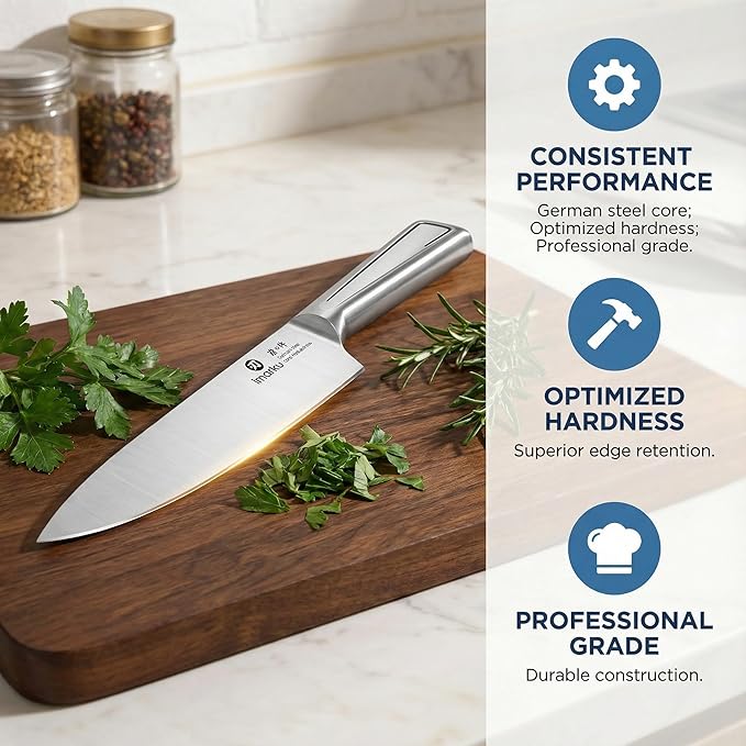 imarku Japanese High Carbon Stainless Steel Knife Set with Block, Precision-Forged Gyutou Kitchen Knives with Built-in Sharpener, Ultra-Sharp 10–15° Edge, Ergonomic Non-Slip Handle, Dishwasher Safe - Image 3