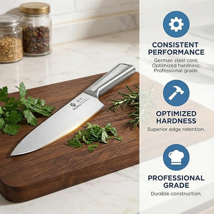 imarku Japanese High Carbon Stainless Steel Knife Set with Block, Precision-Forged Gyutou Kitchen Knives with Built-in Sharpener, Ultra-Sharp 10–15° Edge, Ergonomic Non-Slip Handle, Dishwasher Safe - Image 3