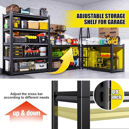 Set of 10, 71"H Garage Shelving-2050LBS 5 Tier Storage Shelves,Adjustable Heavy Duty Metal Shelving Unit and Storage Large Rack,Utility Steel Shelf For Shop Warehouse Industrial Pantry 71"x35"x16"