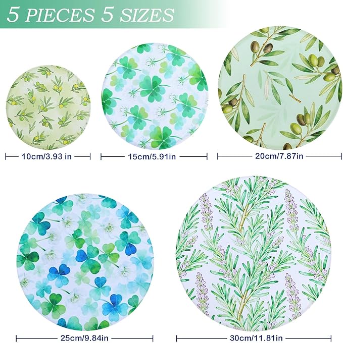 5 Pieces Bowl Covers Reusable, 5 Size Elastic Cloth Bowl Covers for Bread Proofing Stretch Food Covers Washable for Food Fruits Leftover (Lavender) - Image 2