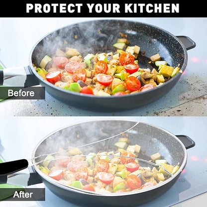 11 Inch Grease Splatter Screen for Frying Pan, Stainless Steel Fine Mesh Oil Splash Guard to Prevent Burns & Keep Kitchen Clean - Image 4