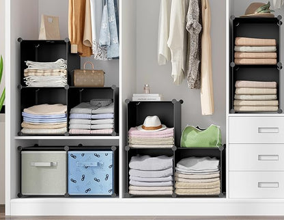6-Cube Storage Organizer, Closet Organizer Storage Cabinet Shelf Bookcase Bookshelf with Metal Hammer, Storage Cubes Organizer Cabinet for Kids, Closet, Bedroom, Bathroom(11.8x11.8x11.8 inch)Black - Image 6