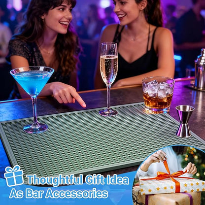 ZJWZLG Bar Mat - Premium 18"X12" Rubber Bar Mats for Countertop, Non-slip Dish Drying Pad & Bartender Mat with for Fast Drying, Ideal Bar Tools for Home Bar, Cocktail Set, And Kitchen Use(Green)