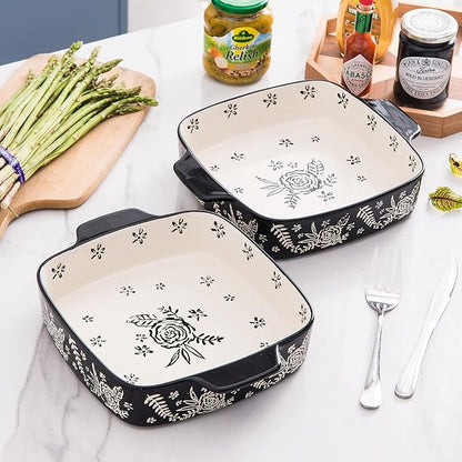 Wisenvoy Baking Dish Ceramic Brownie Pan 9x9 Baking Pan Casserole Dish Lasagna Pan Square Rose Bakeware Sets - Image 3