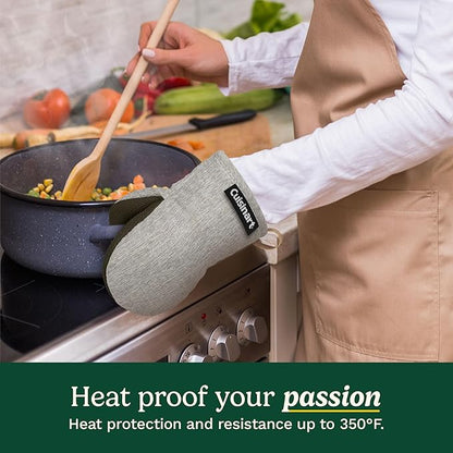 Cuisinart Heritage Mini Oven Mitts – 5.5” x 7” Heat-Resistant Kitchen Mitts for Oven with Non-Slip Neoprene Palm, Cotton Filling, and Faux Leather Loop – Durable Oven Mitt Set for Cooking & Baking - Image 3
