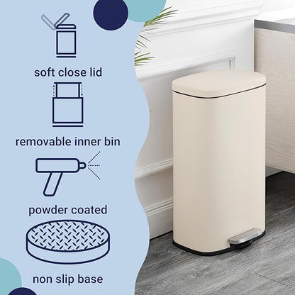 happimess HPM1011I Curtis 8-Gallon Step-Open Trash Can, Fingerprint Resistant, Modern, Minimalistic for Home, Kitchen, Laundry Room, Office, Bedroom, Bathroom, Limestone Beige - Image 3