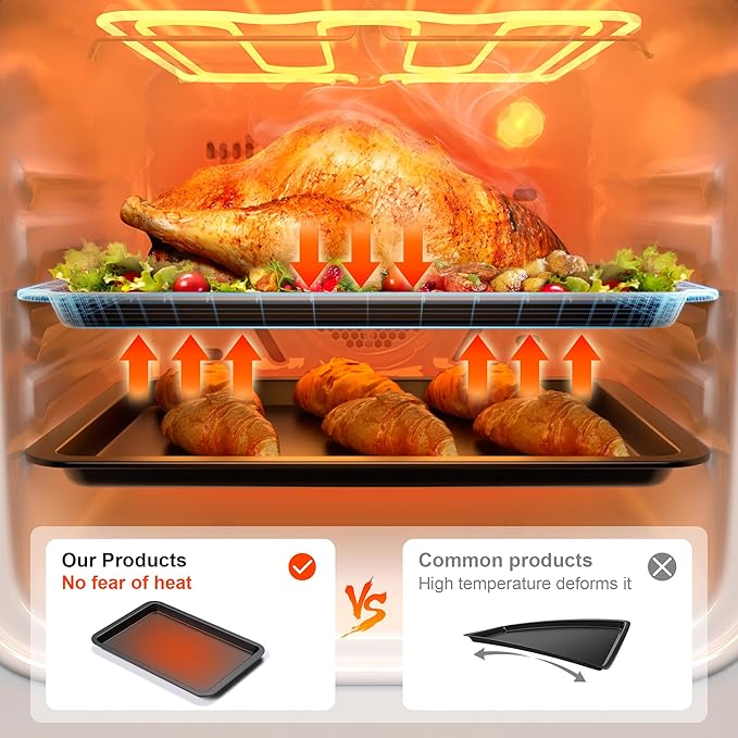 HONGBAKE XL Large Baking Sheet Set-19x13.25 in, Large Cookie Sheet Pan, Nonstick Oven Tray with Wider Grips, 3 Pack Bakeware, Dishwasher Safe - Dark Grey - Image 2