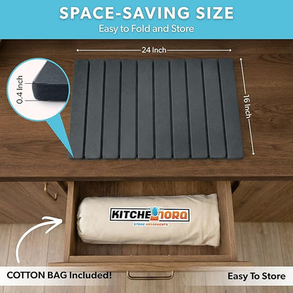 Stone Drying Mat for Kitchen Counter - Super Absorbent, 30sec Fast-Drying Diatomite Dish Mat, Collapsible for Kitchen.