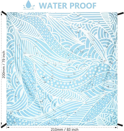 HIHOHO Beach Blanket Waterproof Sandproof Extra Large Beach Mat 79" X 83"/120"x108"for 1-8 Adults Quick Drying Durable Outdoor Picnic Mat for Beach Travel Camping Hiking