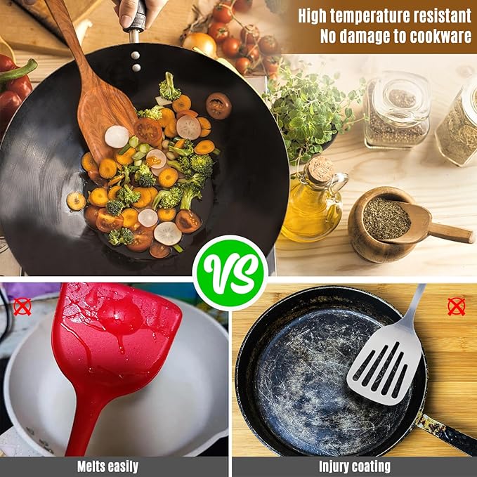15Piece Wooden Spoons for Cooking Natural Teak Wooden Kitchen Utensils Set Comfort Grip - Image 4