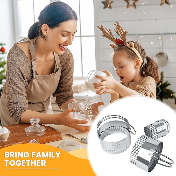 HULISEN Biscuit Cutter Set (3 Pieces/Set), Round Cookies Cutter with Handle, Professional Baking Dough Tools (Wave) - Image 7