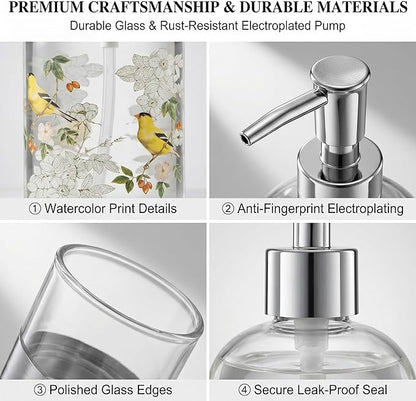Topadorn 17oz Glass Soap Dispenser with Plastic Pump for Kitchen and Bathroom, Refillable Clear Bottle for Dish Soap & Hand Soap