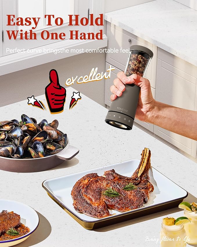 Electric Salt and Pepper Grinder Set with Storage Base, Stainless Steel Rechargeable Salt and Pepper Grinder Set with 4.5 oz Large Capacity, 1.8" Wide Mouth, Adjustable Coarseness, Ideal for Kitchen - Image 3
